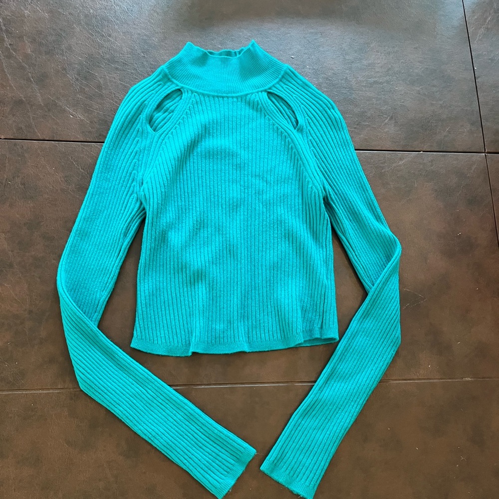 Teal Ribbed Long Sleeve Top